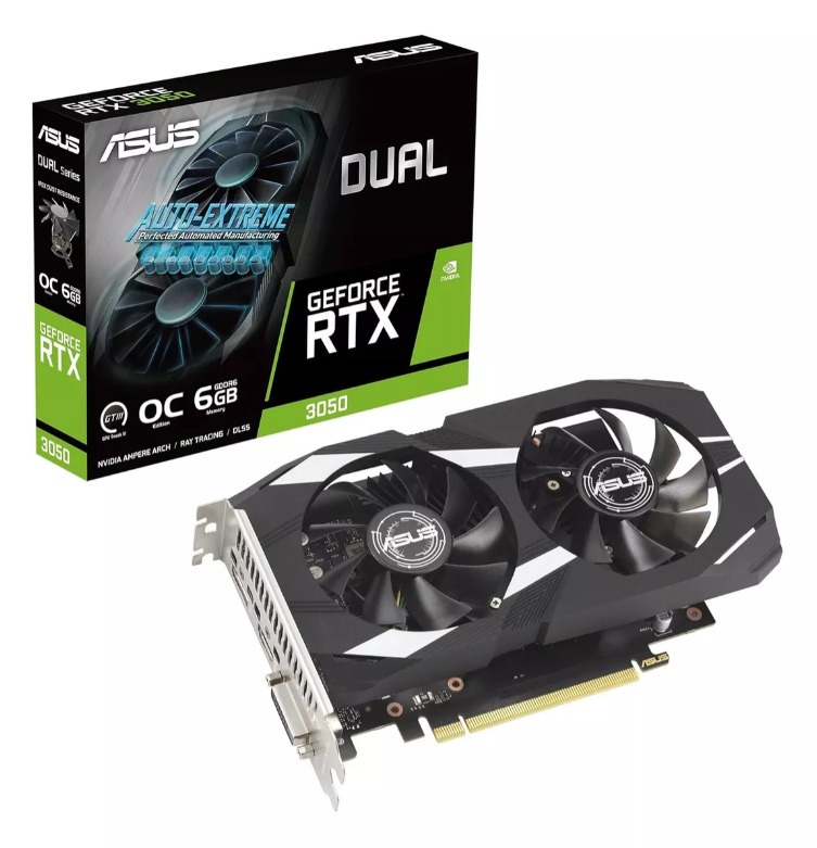 Placa de video Asus Nvidia Gforce Dual RTX 3050 6GB GDDR6 OC edition GPU Tweak III (DUAL-RTX3050-O6G)