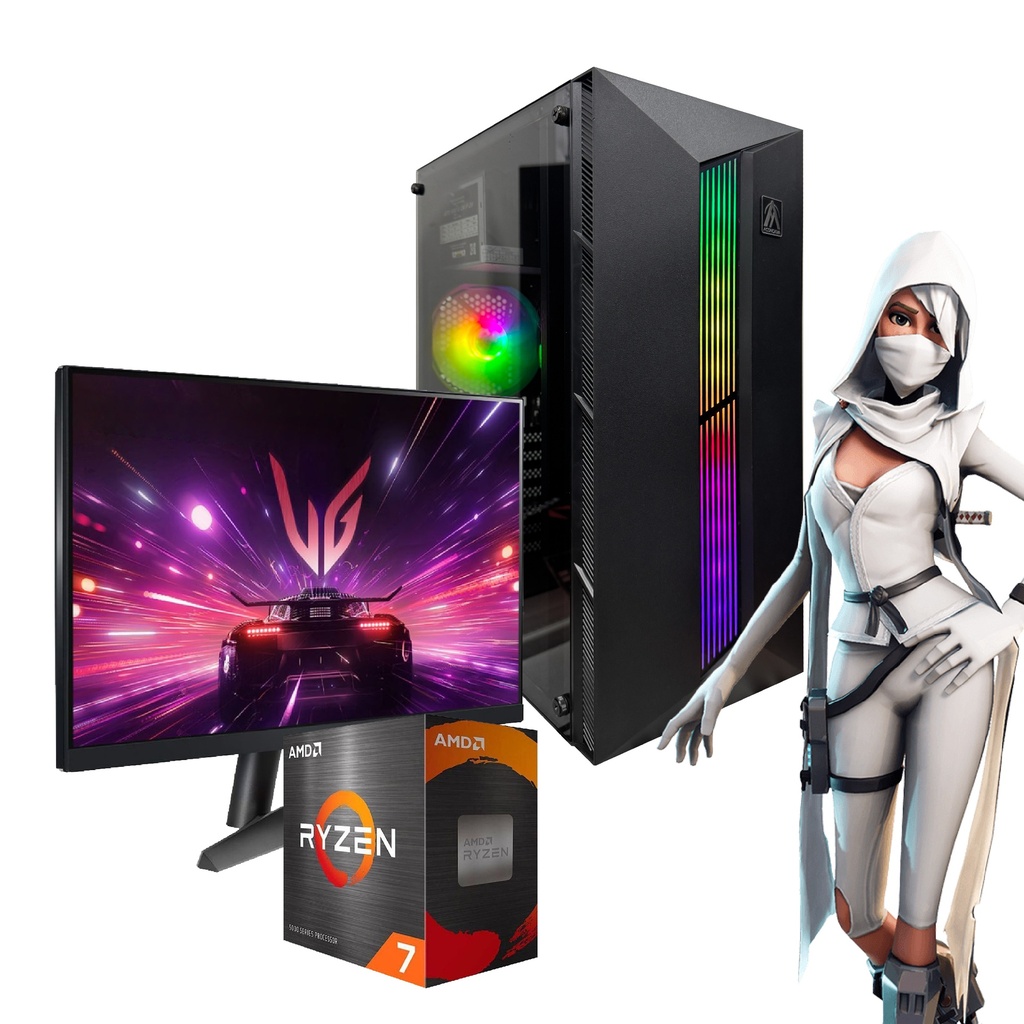 PC AMD 7 5700G 16GB 480GB RGB monitor 24"