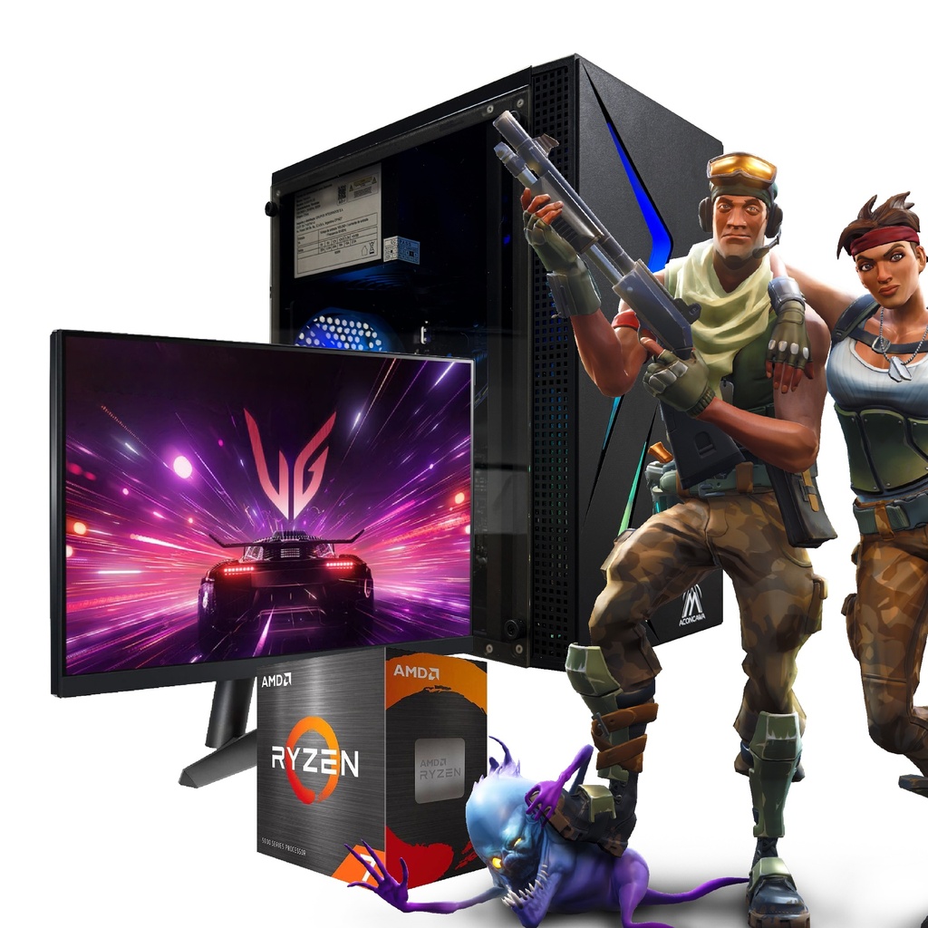 PC AMD 7 5700G 16GB 480GB RGB Voltix monitor 24"