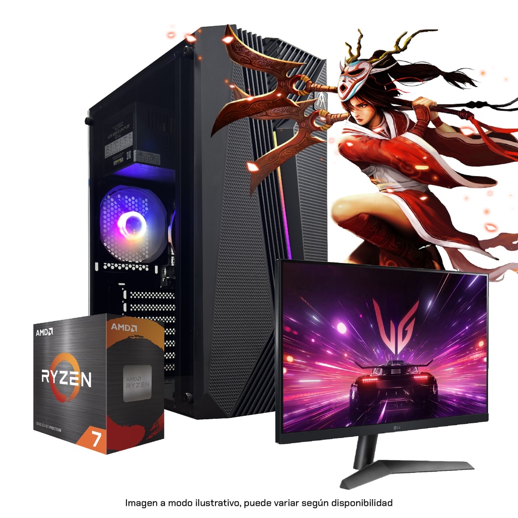 PC AMD Ryzen 7 5700G 16GB 1TB RGB Voltix monitor 24"
