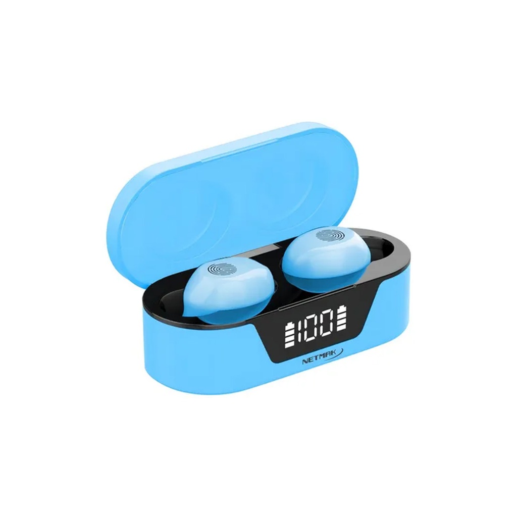 Netmak Auricular Bt Touch C/ Display Azul (NM-BIZA-B)