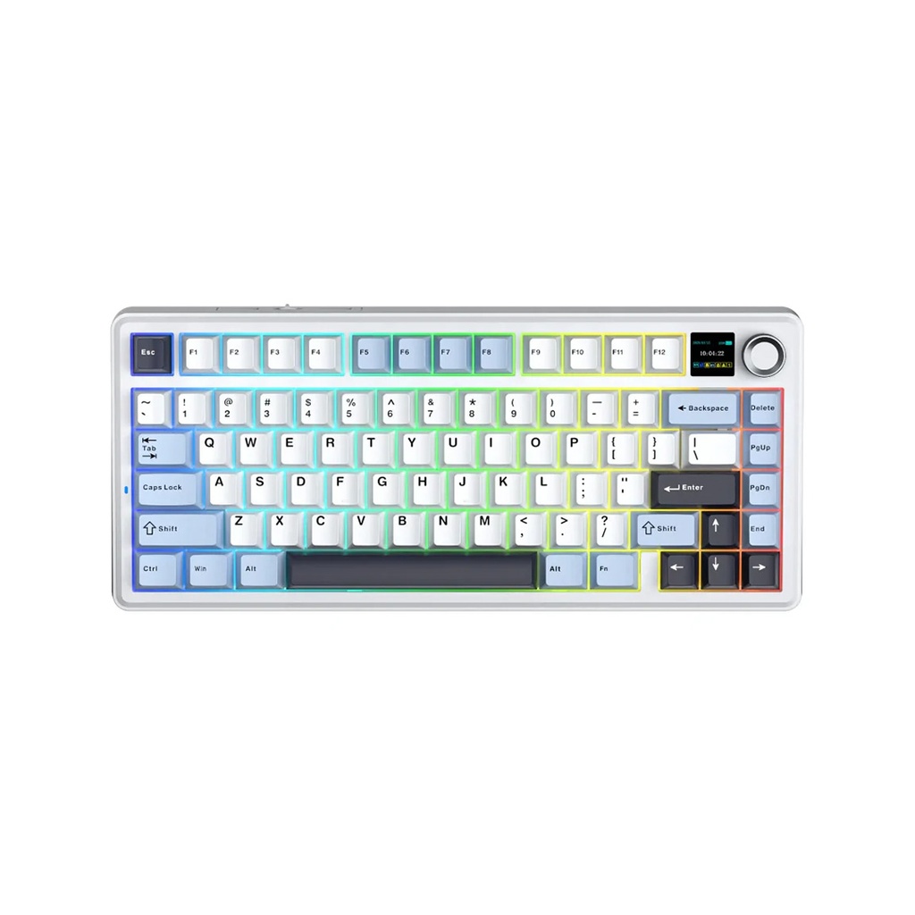 Teclado Mecánico AULA F75 Max 75% 80 Teclas RGB Tri-Modo Bluetooth 2.4GHz USB-C Pantalla TFT Switch Leobog Reaper (6978080501158)