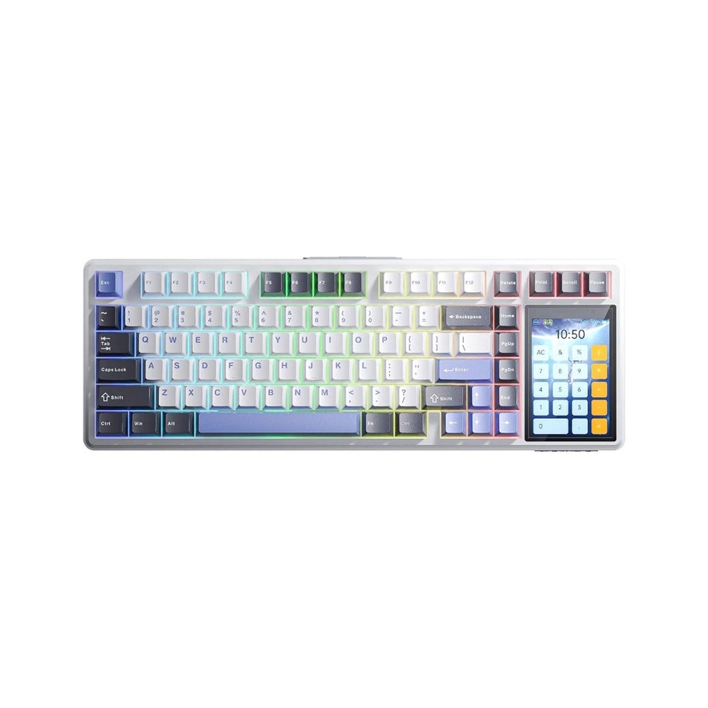 Teclado Mecánico Aula L99 Vector 75% Switch Hall Effect RGB Hot-Swappable Wireless 2.4G Bluetooth USB-C Blanco (6978080503602)