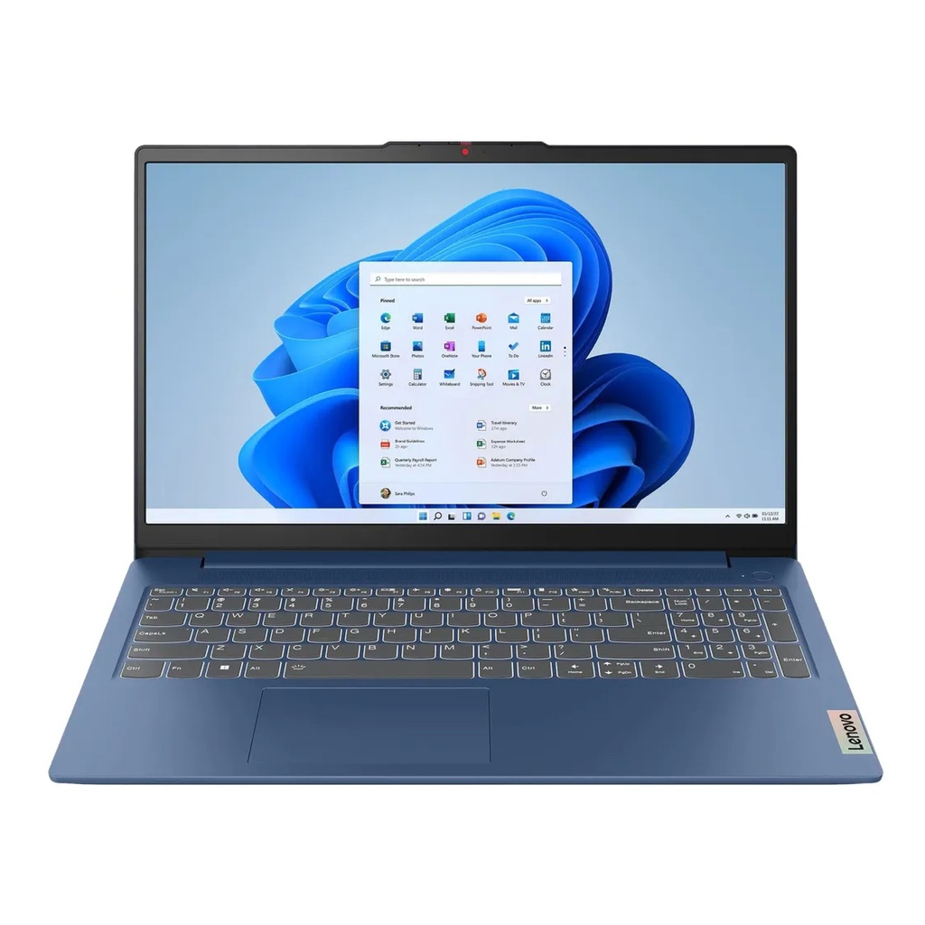 Notebook Lenovo IdeaPad 1 abyss blue AMD Ryzen 5 7520U 15.6" FHD 8GB RAM DDR5 256GB SSD M.2 Windows 11 Home teclado inglés + Mouse Logitech M185 Negro de regalo