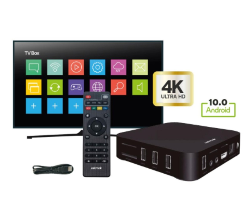 Smart TV Box 4K Android 10.0 - 2GB / 16GB  Incluye cargador cable Hdmi y control remoto (NM-TVBOX4)