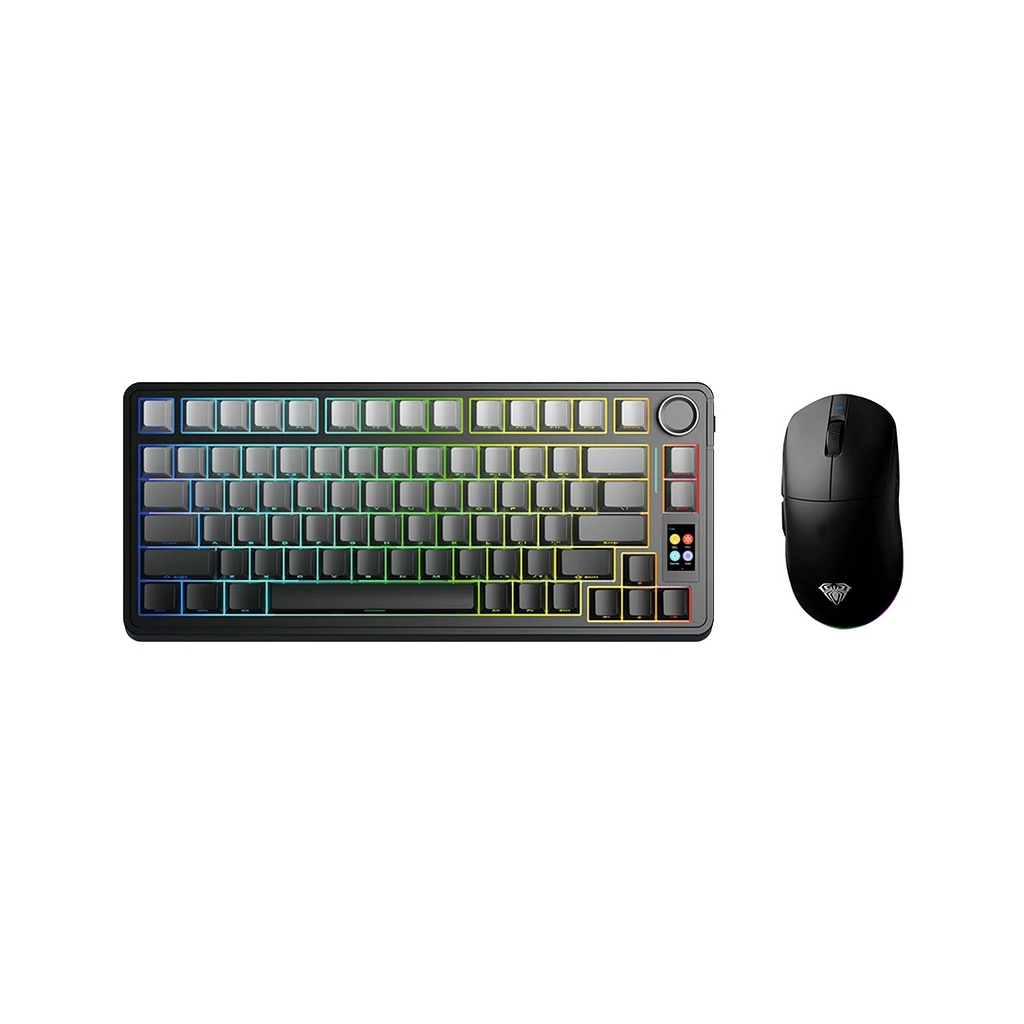 Combo Gamer RGB Teclado & Mouse AULA S75 PRO Degrade + V9 PRO BLACK