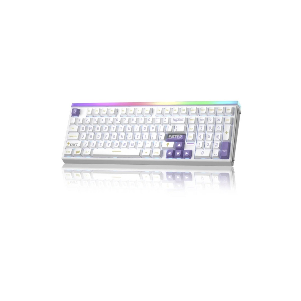 Teclado Mecánico Aula HERO 99 HE WHITE PURPLE SW GRAYWOOD (6978080504579)