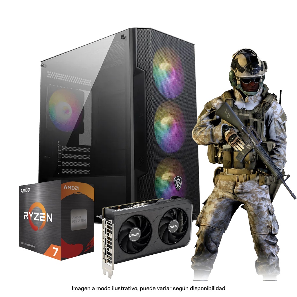 PC AMD Ryzen 7 5700X 32GB RAM 1TB M.2 RTX 5050 8GB 650W WIFI MSI A100M