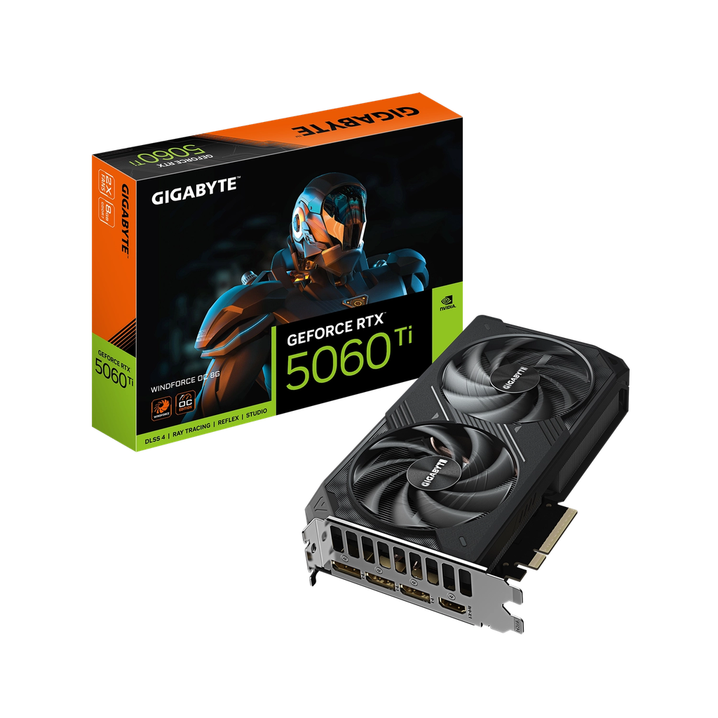Placa de Video GIGABYTE NVIDIA GeForce RTX 5060 Ti WINDFORCE OC 8G