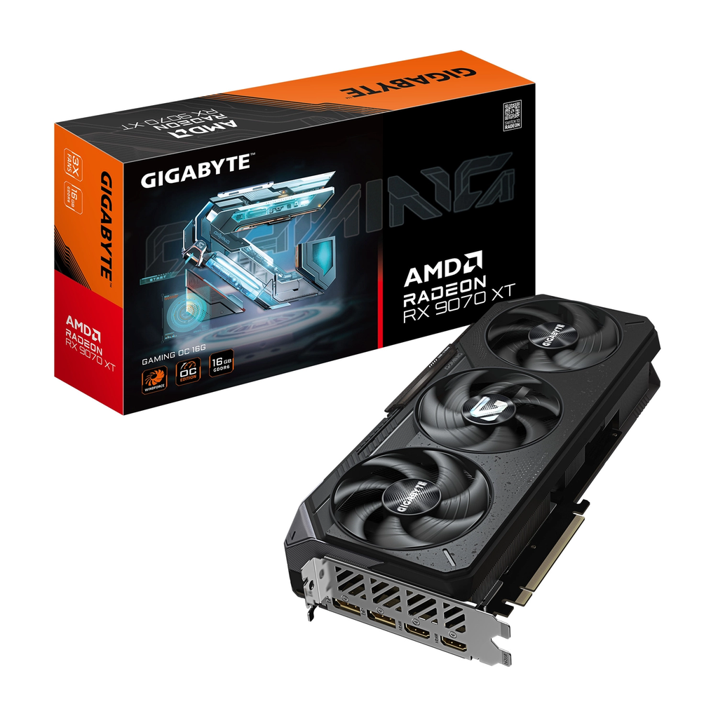 Placa de Video GIGABYTE AMD Radeon RX 9070 XT GAMING OC 16GB