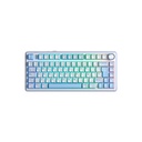 Teclado Mecánico AULA F75 75% 80 Teclas Español RGB Tri-Modo Bluetooth 2.4GHz USB-C Switch Leobog Reaper Blanco Azul Marino